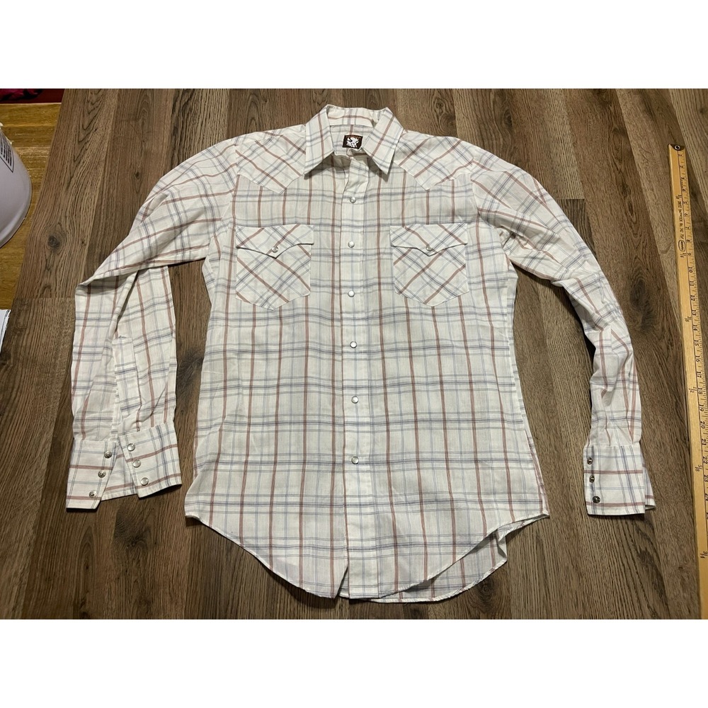 Karman Shirt, Women's Size Small-Medium? White Red Gray, Plaid, Button Up